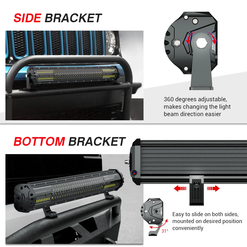 MICTUNING Exclusive M2 Quad Row 21'' Spot Flood LED Work Light Bar w/ Wiring Harness for Offroad Car Trucks Tractor Boat Trailer