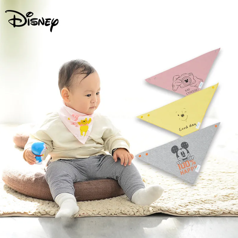 Disney baby saliva полотенце хлопковый нагрудник детский нагрудник с мультяшным принтом двойное треугольное полотенце детское слюнявное полотенце