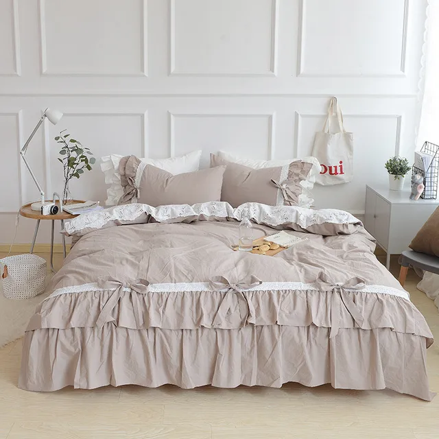 Best Offers 3/4/5pcs Princess Lace Edge Luxury Egypt cotton Bed sheet Duvet Cover Sets Pillowcase Bedlinen Twin Queen King Size Bedding Sets