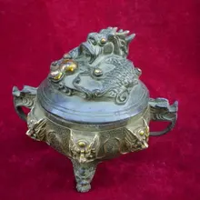 Коллекционная Династия Цин(QianLong1722-1783) бронзовый дракон ладан \ курильщик, украшение