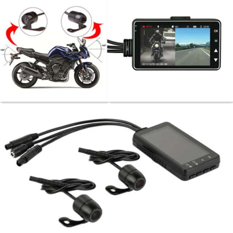 

Practical Durable Dual Camera Motorcycle DVR Video Recorder Tachograph Driving Camcorder Set