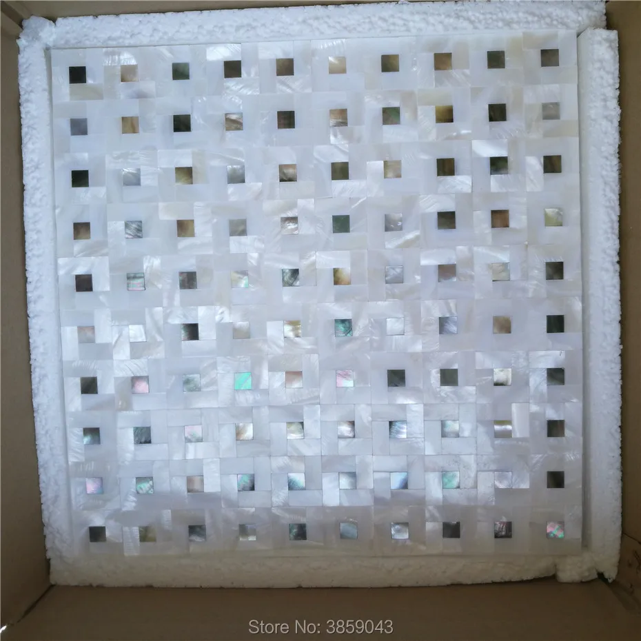 Goedkoop Witte zoetwater shell en zwarte parelmoer moza iuml;ek tegel voor keuken backsplash en badkamer wandtegel 11 vierkante voeten lot