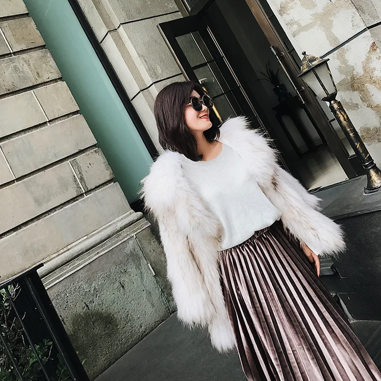 Costume Survêtement Réel 1 Laveur 70 Cm Tricoté Col Raton Chandail Zippée Blanc De Veste Manteau Crochet Fourrure Otzqgx