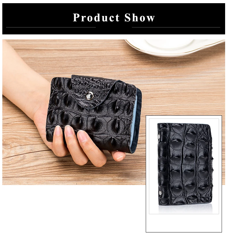 Lomelobo Split Leather Card Holders Men & Women Alligator Pattern Passport bag Credit ID Cards Holder 26 card slots Cards Wallet 2019 HCL400 Details (08)