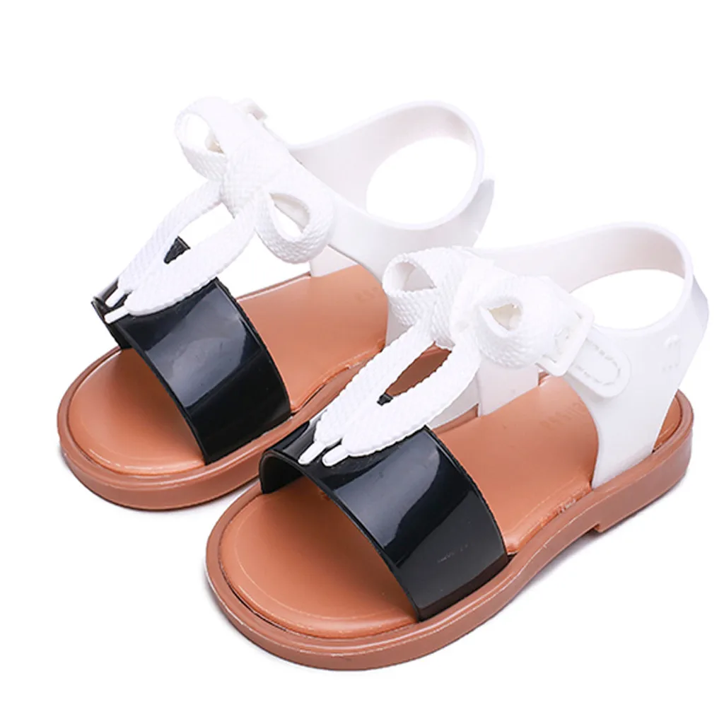 Sandalias Mujer/2019 г.; обувь на плоской подошве для маленьких девочек; Летние стильные модные сандалии с бантом для девочек; Sandalias De Verano Para Mujer