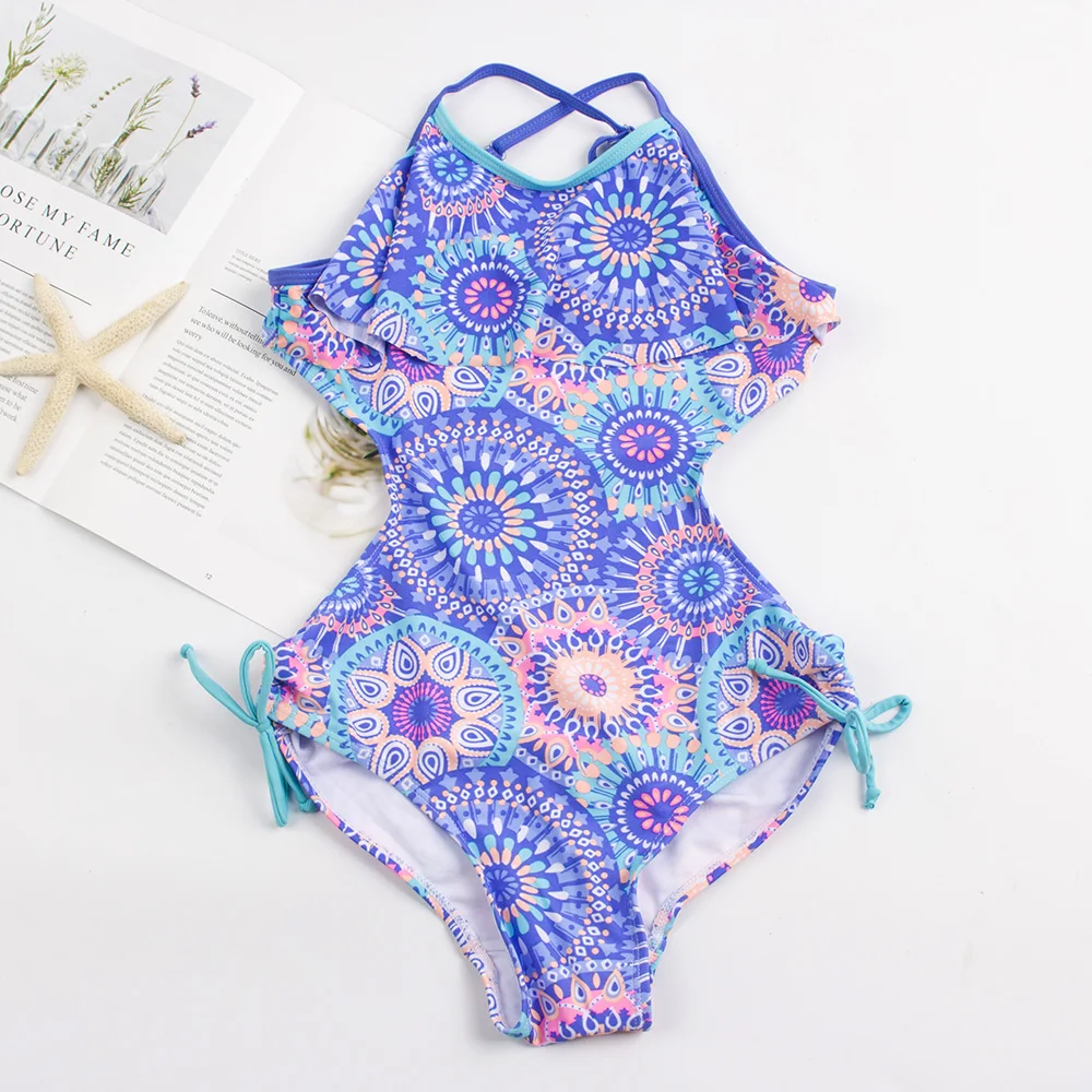 

2 Colors Retro Style Teenager Girls Swimwear Bandage Children Swimsuit Fused Kids One Piece Swimsuits 2019 Bathing Suit Monokini