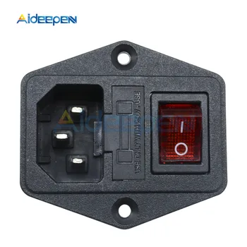 

AC 250V 10A Black Red 3-Pin Terminal Power Socket switch with Fuse Holder