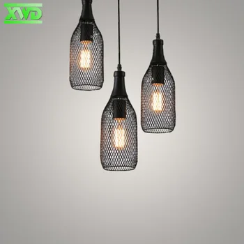 

Vintage Iron Cage Bottle Shape Pendant Lamp E27 Lamp Holder 110-240V Bar/Club/Parlor/Bookstore/Mall/Coffee House Lighting DX50