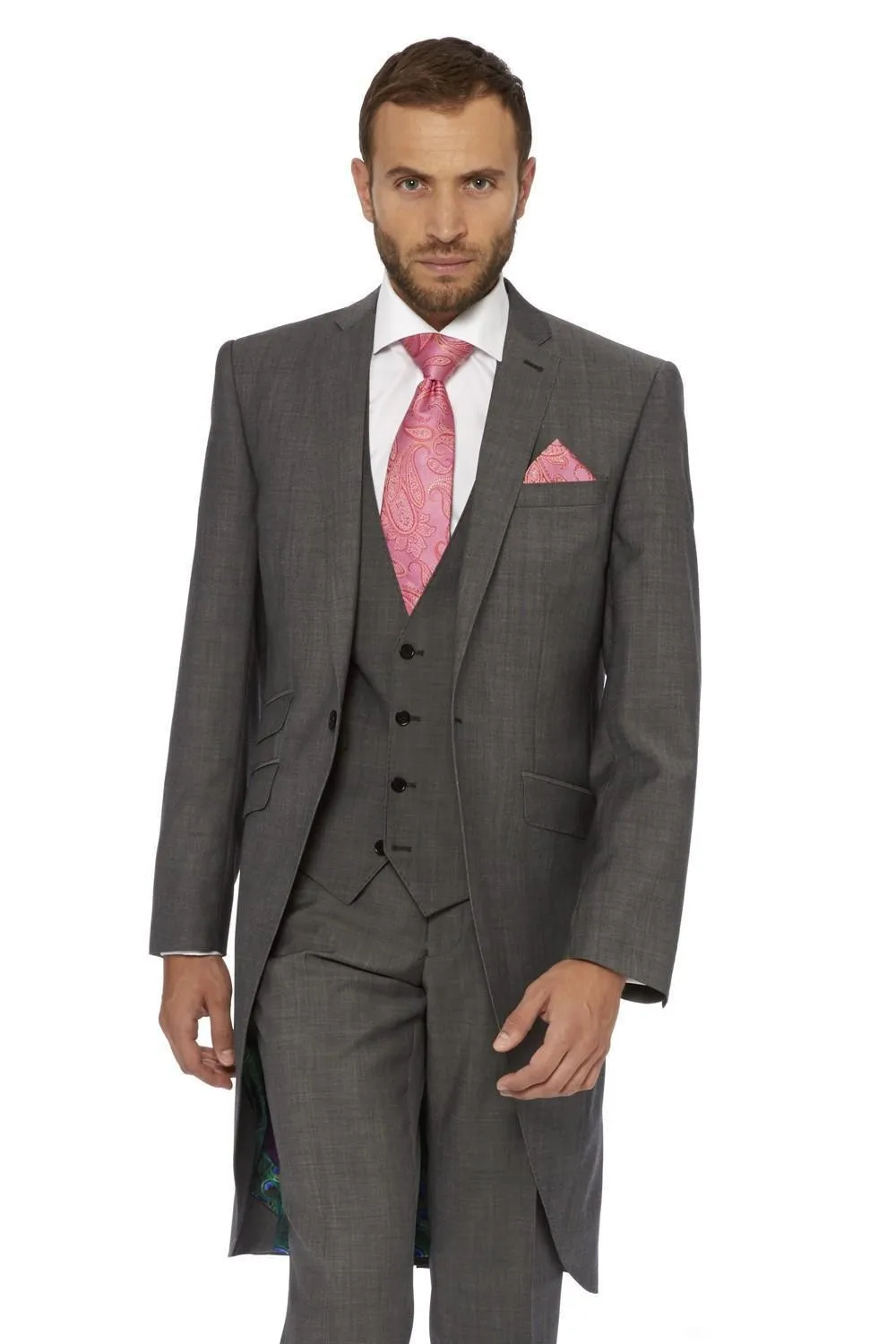 Custom tailor dark gray Groom Tuxedos Notch Lapel one