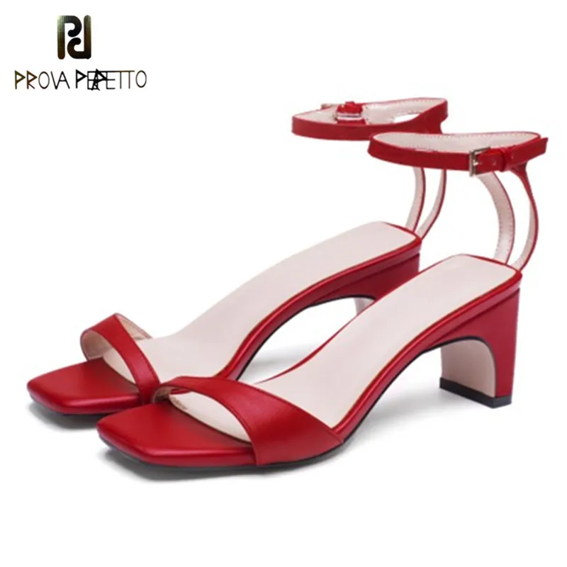 

Prova Perfetto 2018 Strange Heel Dress Shoes Woman Narrow Band High Heels Ladies Sandals Ankle Strap Real Leather Women Sandals