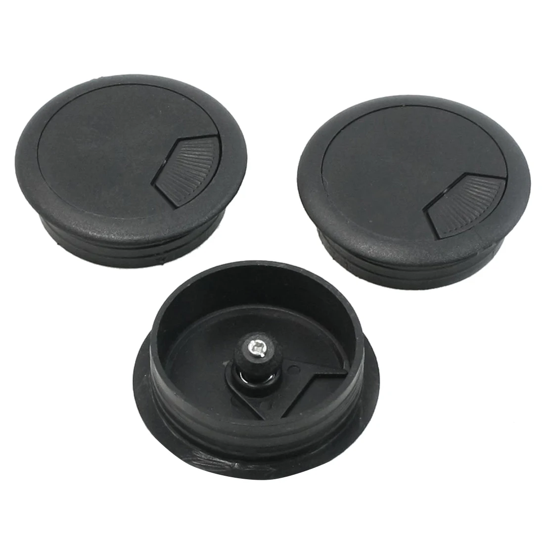 3 Pcs 50mm Drill Hole Dia Desk Wire Cord Cable Grommets Cover Blackin