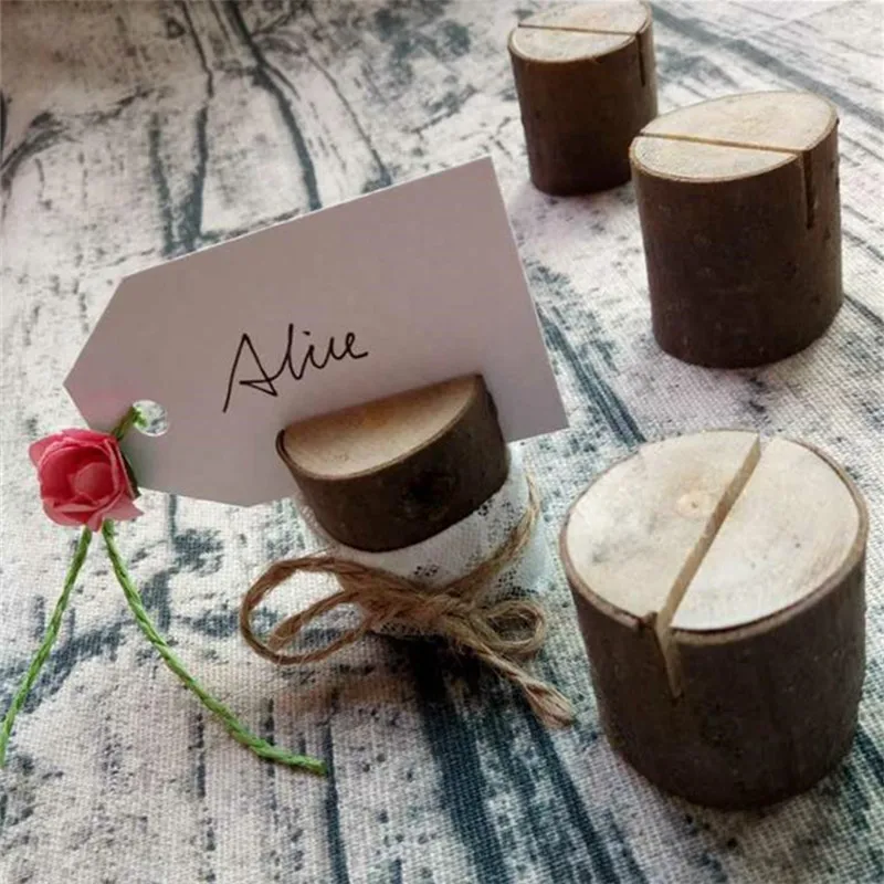 

DIY Wooden Note Card Holder Creative Original Ecological Stump Photo Frame Message Stand Living Room Desktop Decoration Ornament