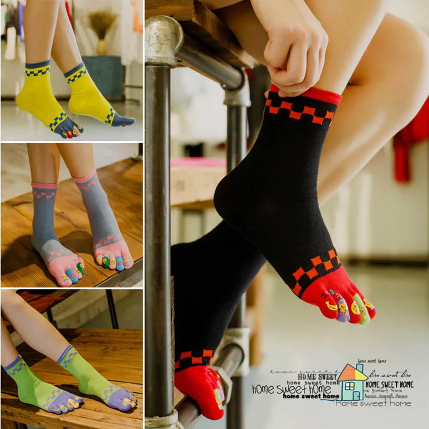 

autumn winter women socks Cotton 5 Toes Socks funny cartoon socks Five fingers socks-Cartoon My world fruit
