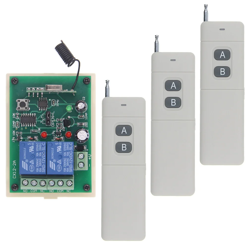 

3000M High Power DC 12V 24V 2 CH 2CH RF Wireless Remote Control Light Motor Switch System,Transmitter + Receiver,Momentary
