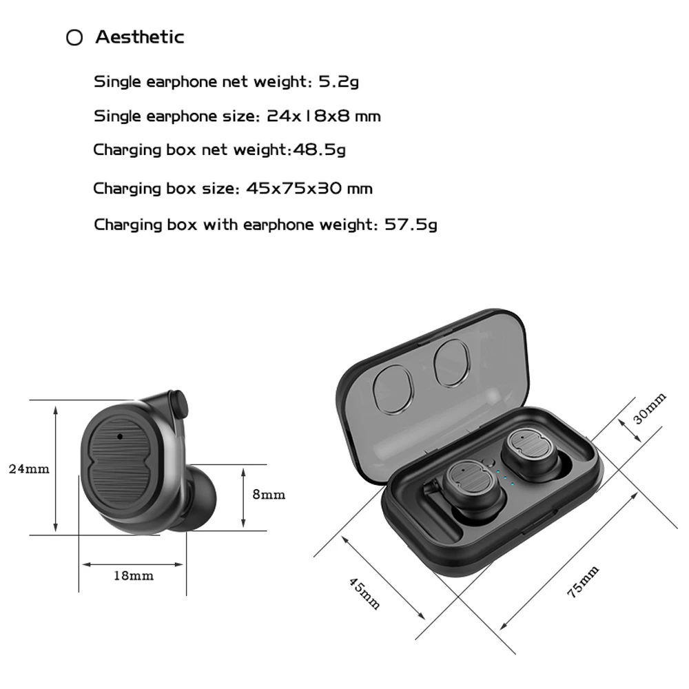 Joinrun TWS-8 wireless Bluetooth Earphone headset true earbuds bass bluetooth5.0 stereo 3d headset with Charging Box