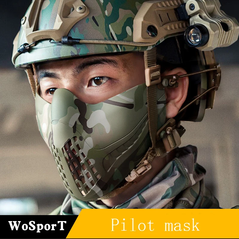 

WoSporT Direct Pilot Mask Dual Mode Headband System Outdoor Tactical Protective Mask Pure Color