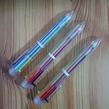 

500pcs Six Color In One Ball Pen Korea Creative Stationery Cute Multicolor Pen Multifunctional Office Stationery