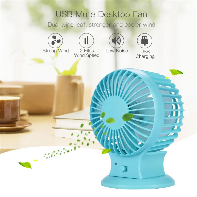 

Ultra-quiet Summer Portable Mini USB Fan Double-vane Rechargeable Desktop Computer Table Fan Electric Air Cooler Cooling Fan 445
