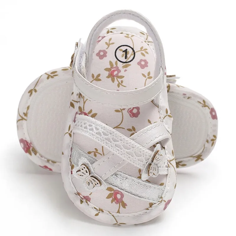 Летние новые детские сандалии с цветочным принтом для маленьких девочек сандалии на мягкой подошве домашние детские кроватки обувь