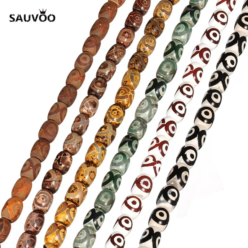 

SAUVOO Approx.20pcs/Strand Green Black Oval Barrels Shape Bulk Beads 13*18mm fit 2mm Round Cords Ropes DIY Jewelry Findings