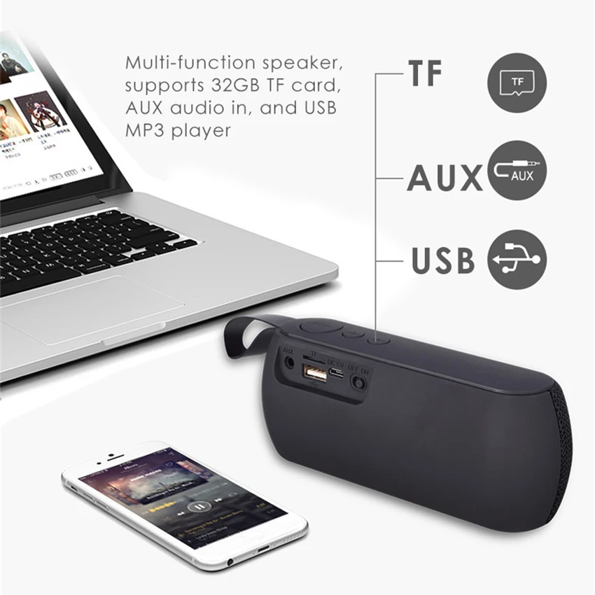 Уличный портативный Bluetooth V4.2 динамик Aimitek Q106 беспроводной сабвуфер TF карта USB диск
