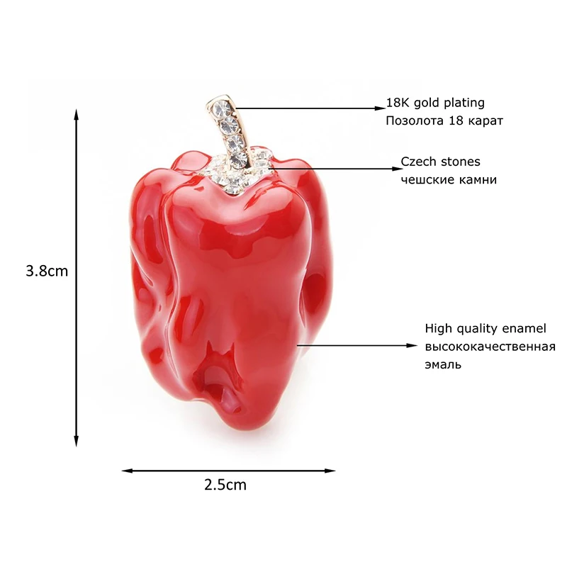 Женская/мужская брошь в форме овоща Wuli&baby, эмалированная брошь из металлического сплава, в форме красного и зеленого перца, банкетная брошь, аксессуар для сумки