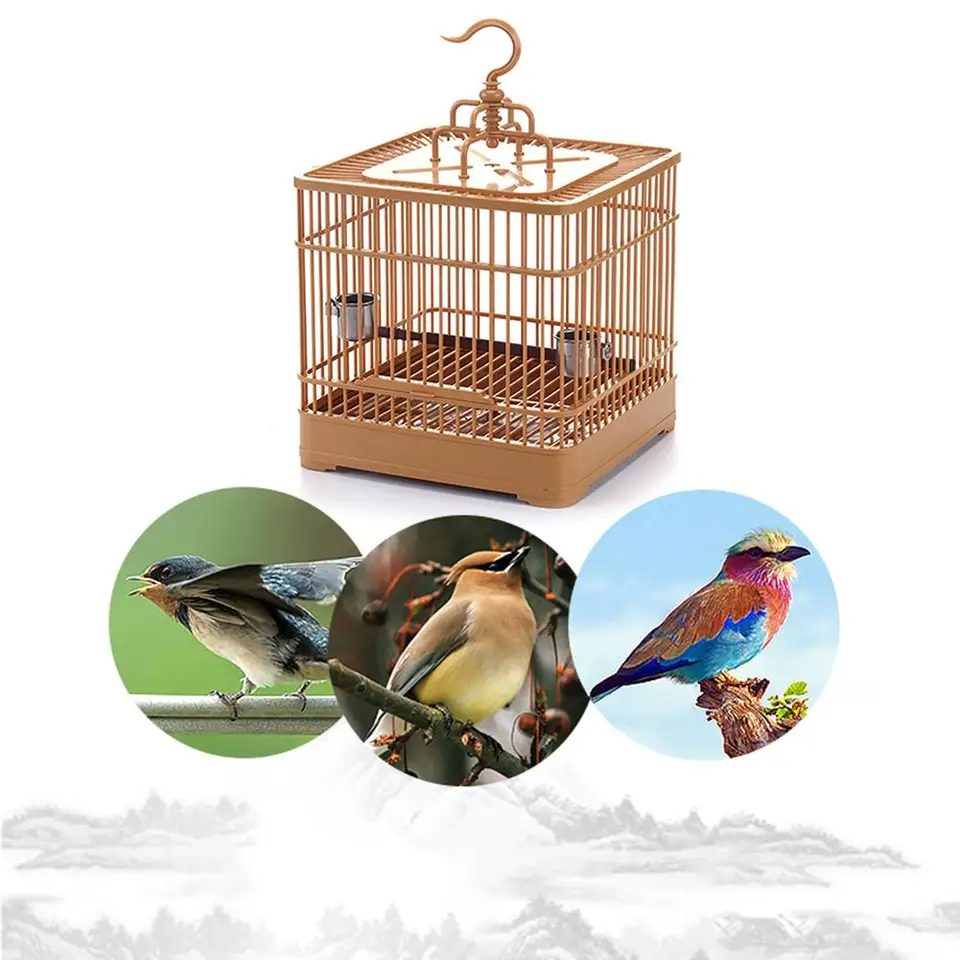 Bird Feeding Cage Breathable Bird Carrier Parrot Retro Square