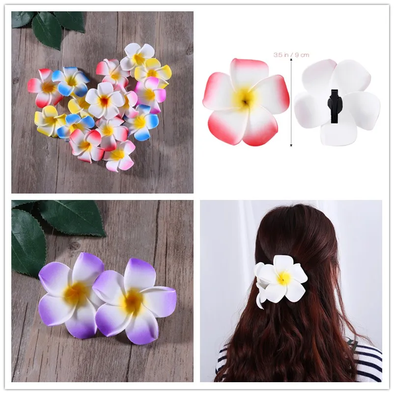 

50pcs Flower Hair Clips Hawaiian Foam Plumeria Hair Accessory Hair Clip Hairpin for Wedding Party Holiday Vacation Beach