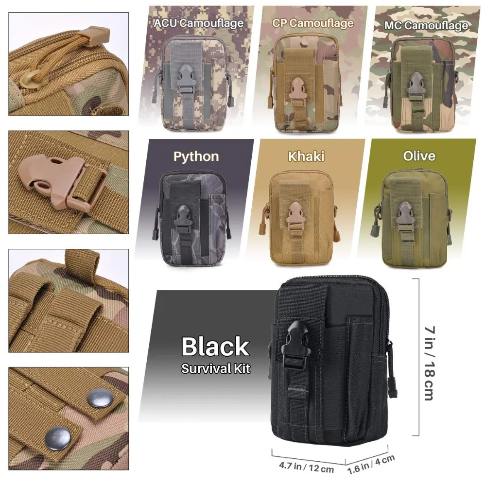 Acampamento ao ar Tático para Deserto Kit de Sobrevivência Garget Livre Viagem Conjunto Multifunções Primeiros Socorros Sos Edc Engrenagem Emergência Kit 4 Esporte e Lazer