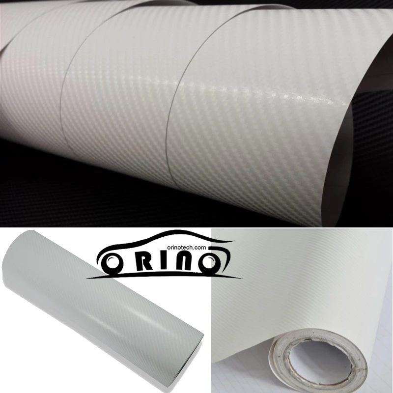 1.52*30m/Roll 4D White Carbon Fiber Vinyl For Car Wrap With Air Channels Like realistc Carbon