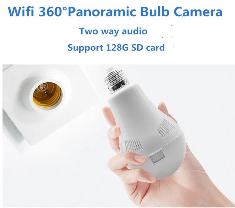 960P мини лампа WIFI камера 1.3MP HD Беспроводная ip 360 градусов панорамный рыбий глаз