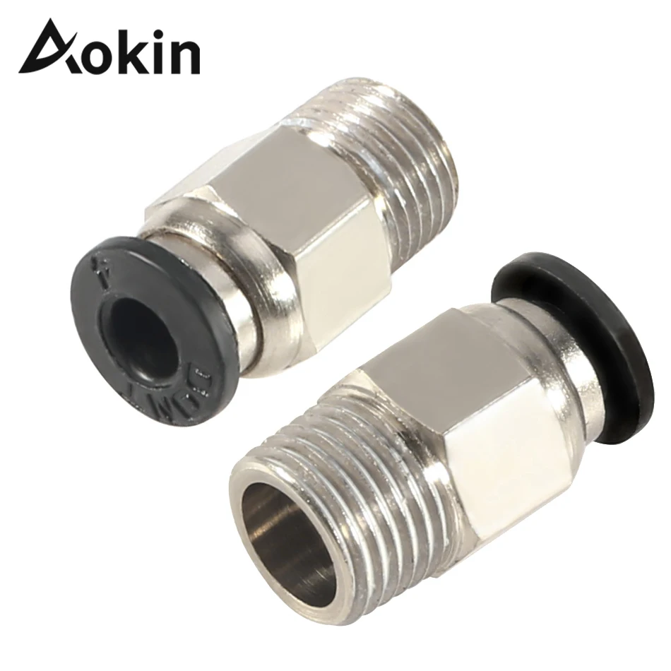 

Aokin 3D Printer PC4-01 Pneumatic Connector For E3D V6 J-head Bowden 1.75mm Ptfe Tube Connector Quick Coupler Fittings Hotend