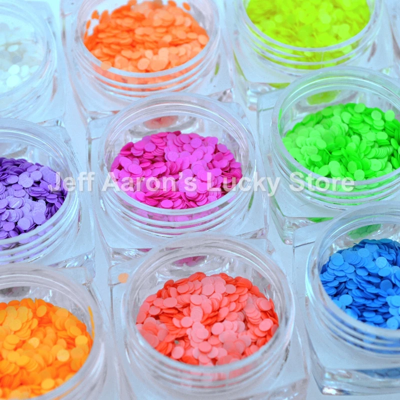 

12 Fluorescent Color 2MM Round Nail Sequins Decals Beauty Manicure Nails Art Decoration Accessories Tools New Arrival