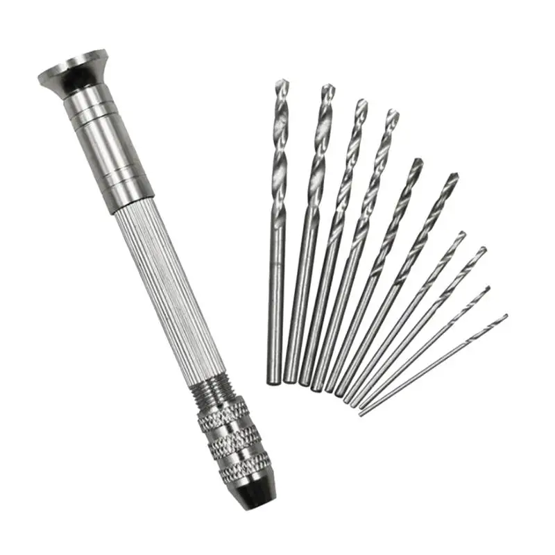 

1 Pc Mini Precision Pin Vise Hand Drill Rotatable Woodworking Tool With 10Pcs Drills For Wood Resin Walnut Jewelry