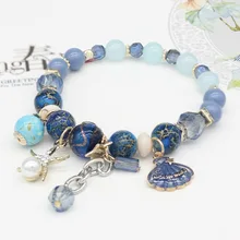 Hand beaded shell and starfish crystal, Bohemian small fresh, valentine's day gifts, fashion jewelry accessories wholesale