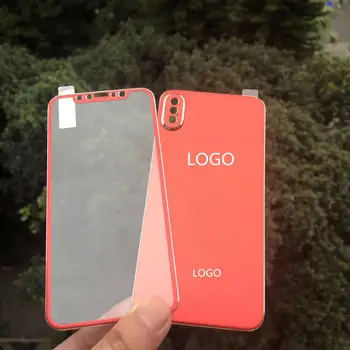 

For iPhoneX XS Metallic China Red Matte Titanium alloy 9H Screen tempered glass Film Protector+ Back Cover Full body Protection