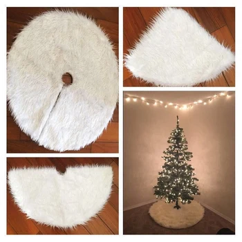 

1pc Creative White Plush Christmas Tree Skirt For Christmas Tree Decoration Fur Carpet New Year Home Party Supplies MA894578