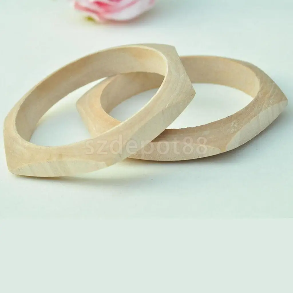 

Geometric Unfinished Nnarrow Natural Wood Wooden Round Bracelet Bangle DIY