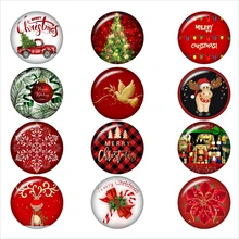 Веселая Рождественская елка Смешанная 12 мм/18 мм/20 мм/25 мм круглый стеклянный кабошон демонстрационная плоская задняя фурнитура DA2004