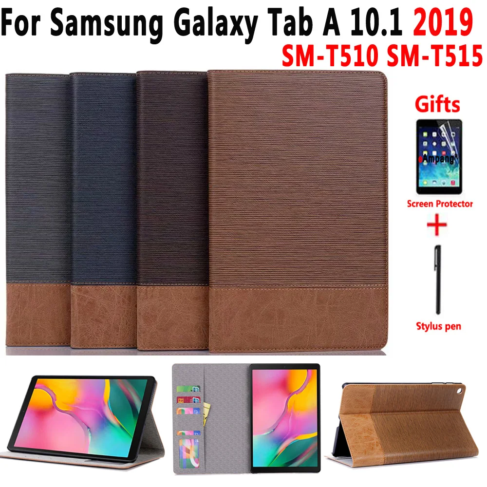 

Cowboy Leather Case for Samsung Galaxy Tab A 10.1 2019 SM-T510 SM-T515 T510 T515 Cover Funda Fashion Stand Shell +Flim+Pen