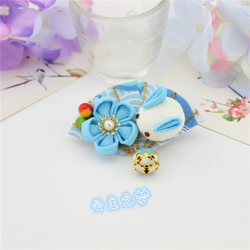 Традиционная японская Толстая хлопковая ткань Kanzashi Bell веер для девочек милый