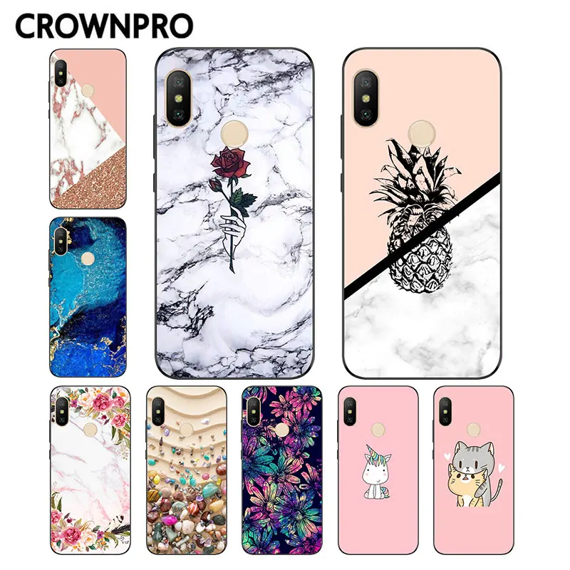 

CROWNPRO Soft Silicone Case FOR Xiaomi Mi A2 Lite Case Black Matte Soft TPU Back Cover Phone Xiaomi Mi A2 Lite Cases Coque