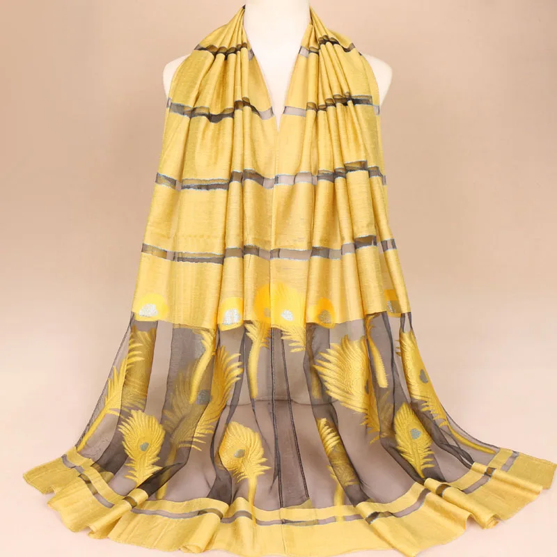 Новый кружевной полый срезанный цветок перо Фигура Шарф Женская мода Искусство ретро шелковый шарф для волос платок для защиты от солнца