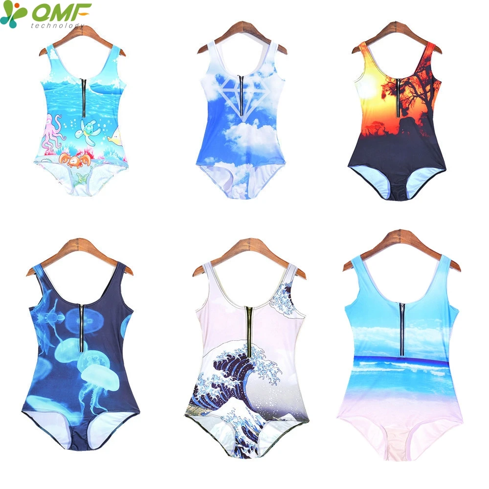 Blue Glowing Jellyfish Swimsuit Swimwear The Great Wave Off Kanagawa
