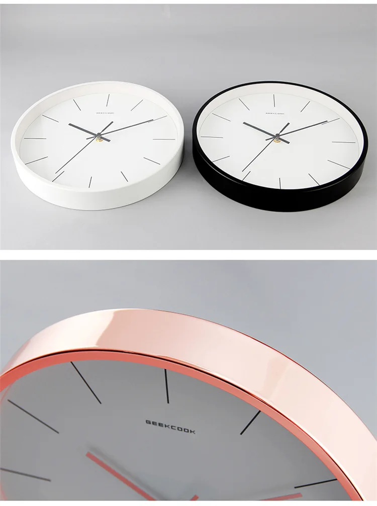 Простой Nordic современные настенные часы: автономная линия с высоким блеском позолоченный металлический немой часы настенные часы домашний