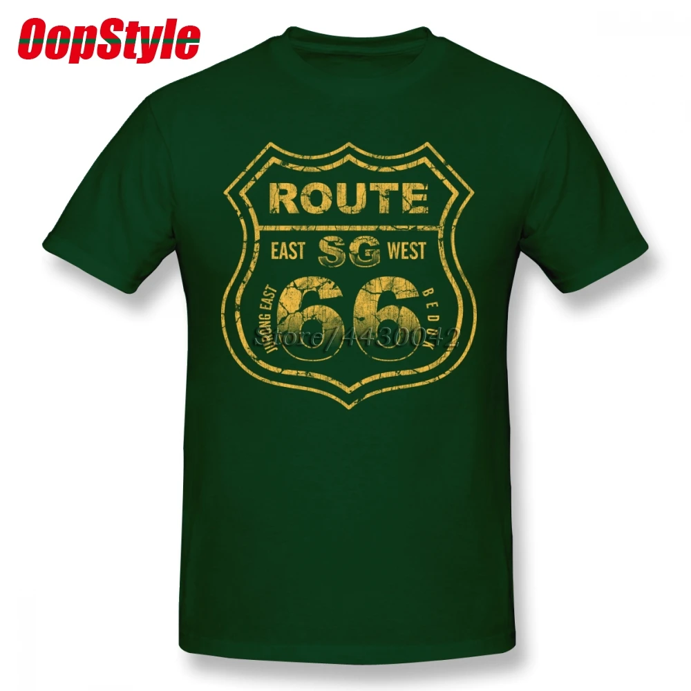 Route 66 мать дорога футболка для мужчин плюс размеры хлопок Футболка команды 4XL 5XL 6XL Camiseta - Цвет: Forest Green
