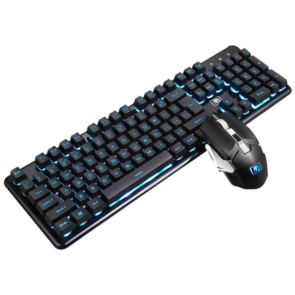 Радужная беспроводная домашняя эргономичная игровая водонепроницаемая цветная классная клавиатура 2400 dpi комбинированная перезаряжаемая компьютерная мышь с подсветкой для Xinmen - Color: Blackblue