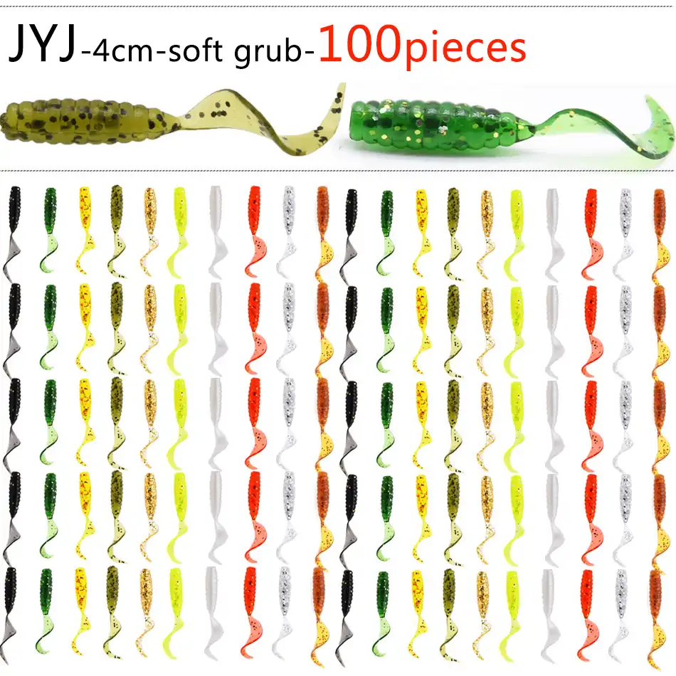 100 шт. мягкий пластик искусственный isca pesca круглый хвост Белковая приманка личинка рыболовный червь moggot приманка личинка приманки 4 см - изображение