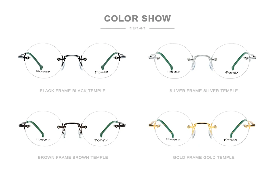 FONEX чистый титан без оправы оптические очки для мужчин Винтаж Круглый рецепт женщин Близорукость оправы 9141