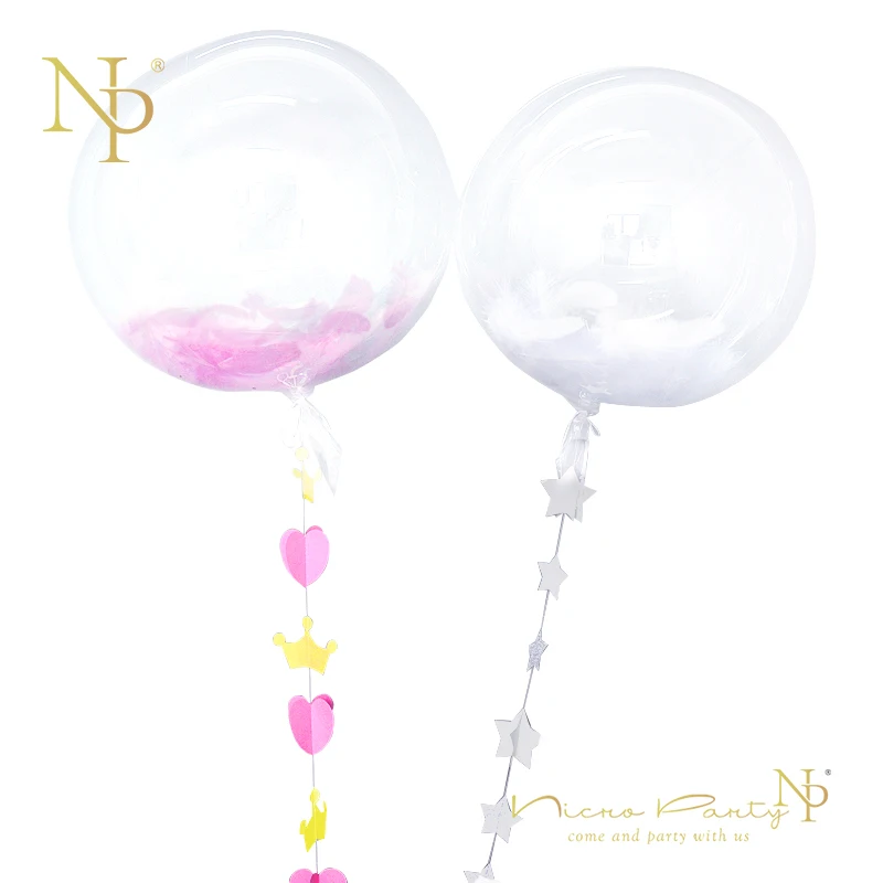 

Nicro 1 Set 18'' Pink White Feather Balloons Valentine's Day 1.5M 3D Heart Gold Crown Star Garland DIY Wedding Party Decor #BS02